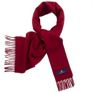 Prince of Scots Fringed Merino Wool Scarf (Red)